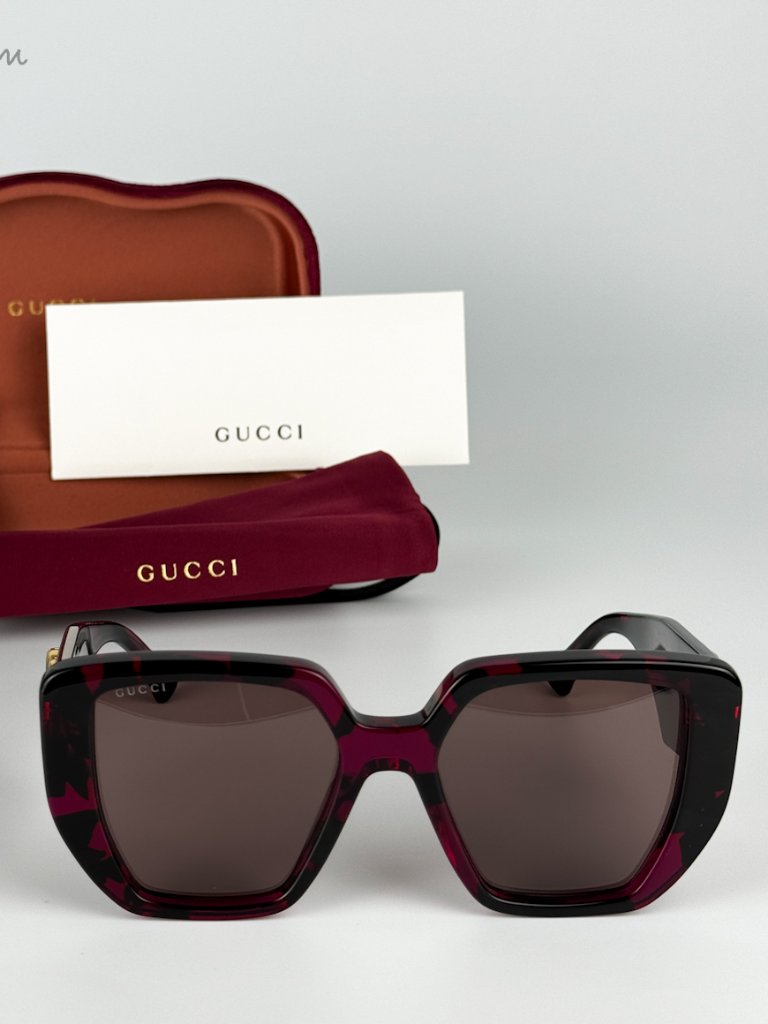 Gucci Men Sunglasses Havana Violet Brown Cat Eye Gg0956s 008 Brand New